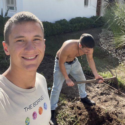 Working at farms with my brother